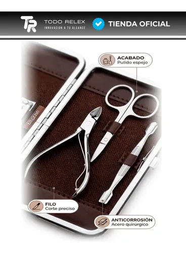 Set Corta Uñas Profesional Tijera Pinza Y Estuche