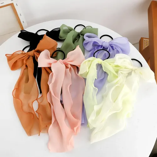 7 Faixas De Cabelo Com Laço, Scrunchies De Chiffon, .