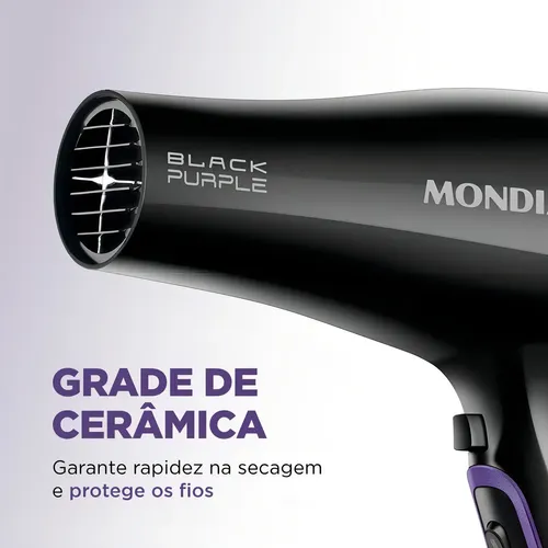Secador De Pelo Mondial Scn-01 Black Purple 2000 Watts