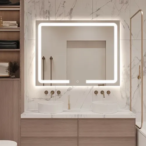 Espejo Luz Led Táctil Touch Baño Rectangular 50x70cm Premium