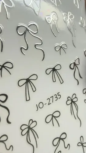 Stickers Para Uñas Cromados Destellos Moños Gemas 5d Y 6d Moños plateados JO-2735