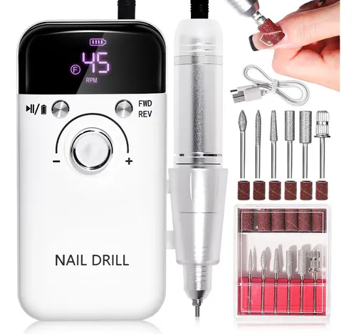 Torno Para Uñas 45000 Rpm Inalámbrico Profesional Dmj-v6-white-usb