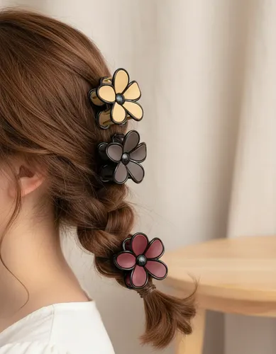 Broche De Pelo Flor Margarita Opaco Con Borde Negro