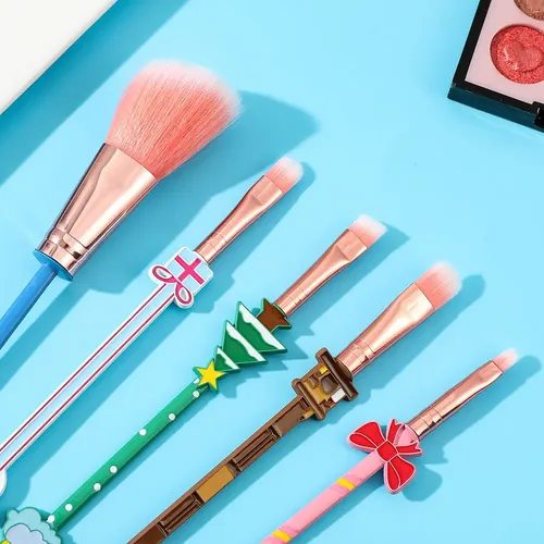 Set De Brochas De Maquillaje De Papá Noel Con Forma De Muñec