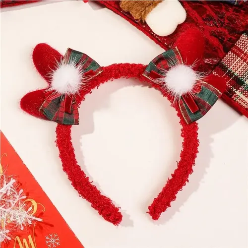 Linda Diadema De Astas De Ciervo, Aros De Pelo Navideños F