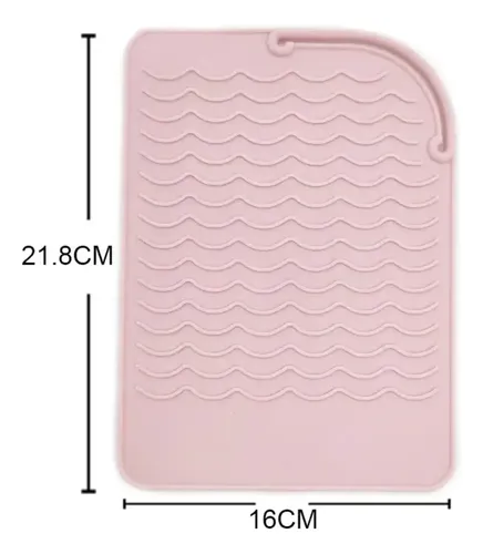Alfombra De Silicona Para Apoyar Planchita O Buclera Color Rosa