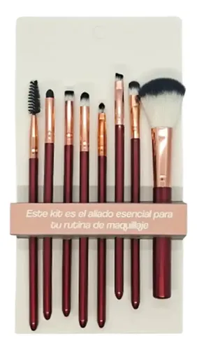 Brochas Mely Set De Pinceles Para Rostro Y Ojos Fibra Doble Color X1_rojo / 8 Brochas Mely