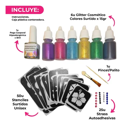 Kit Glitter Bar Tattoo Glitter Temporal Premium Makeup