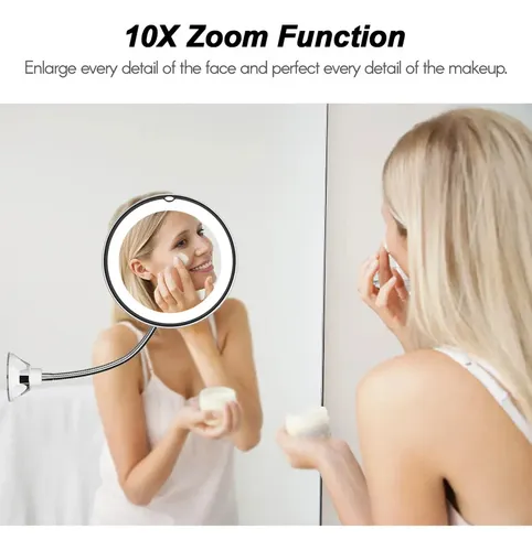 A Espejo Maquillaje Led 10x Aumento Con Soporte Ajustable A