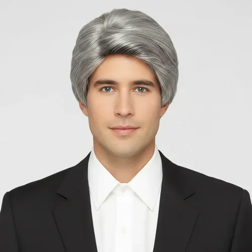 Peluca Abuelo Hombre Pelo Corto Canoso Gris Disfraz Fiesta