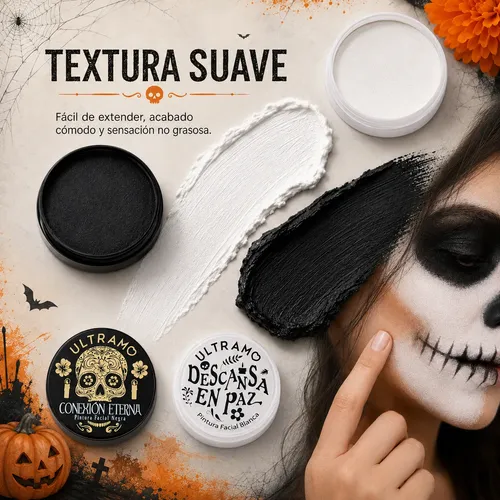 Kit 2 Maquillaje Blanco Negra Pinturas Para La Cara Ultramo