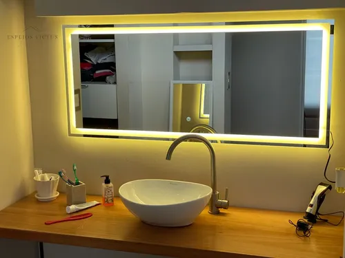 Espejo 110x90cm Sensor Touch Inteligente Baño Luz Led