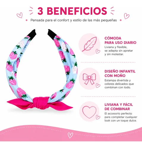 Vincha De Pelo Infantil Diseño Moño Accesorios Para Pelo