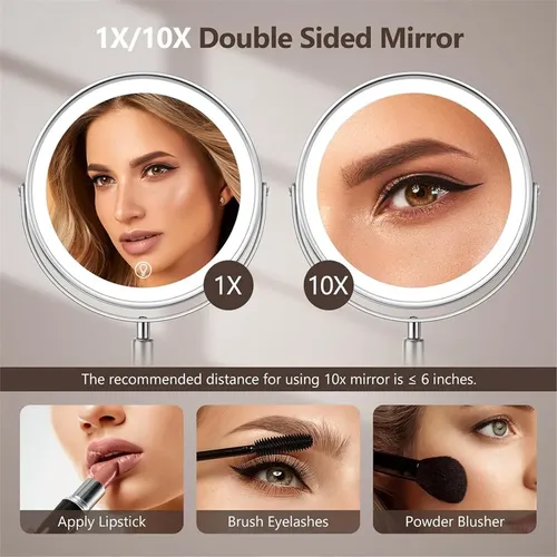 Espejo De Maquillaje Iluminado, Recargable, Regulable En Alt