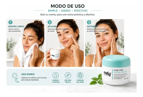 Crema Facial Para Acne Mely Acido Salicilico Te Verde 50g