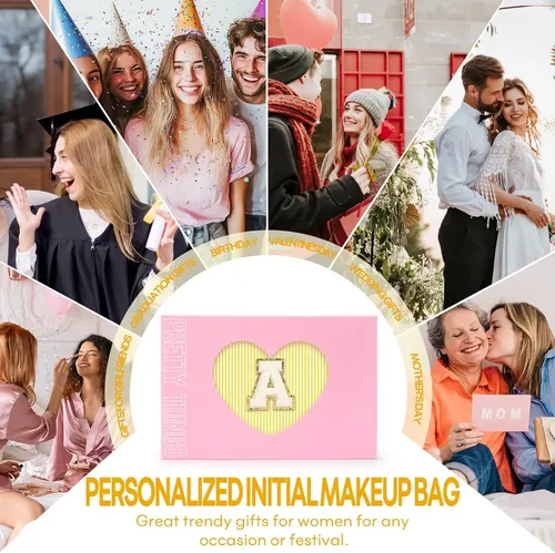 2 Pcs Initial Bolsas De Maquillaje Para Mujeres: Neceser Ama