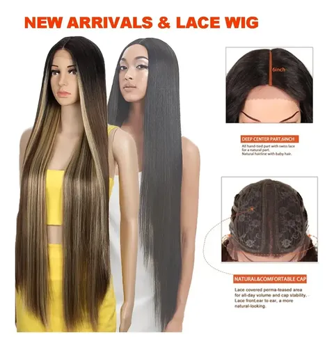 Peluca Lace Front Colorado 100cm Teatro Drag Simil Natural