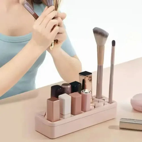 Base Silicona Porta Labial Cosmeticos Organizador Rosa Pálido