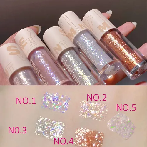 Aolailiya Set 5 Sombras Líquidas Glitter Metálicas