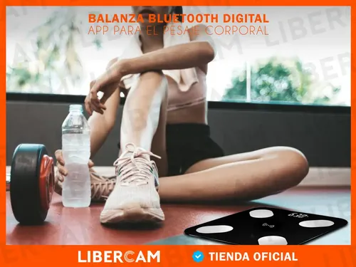 Balanza De Baño Bluetooth Familiar Ultra Slim 180kg libercam LBAL-60 Color Negro