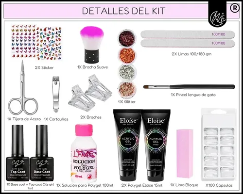 Kit X22 Polygel Semipermanente Set Completo Uñas Manicuria
