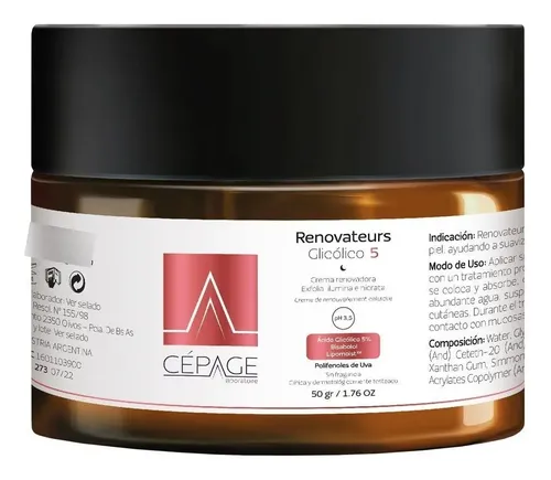 Cepage Renovateurs Ácido Glicólico 5 Crema Facial Antiedad Momento de aplicación Noche Tipo de piel Sensible