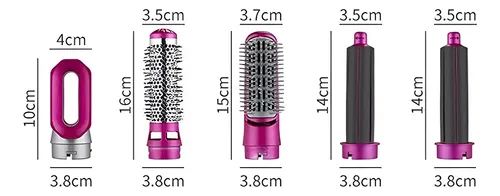 Secador de pelo Genérica 5 en 1 plateado con fucsia