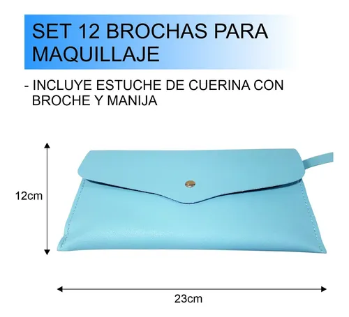 Set 12 Brochas Y Pinceles Para Maquillaje + Estuche F