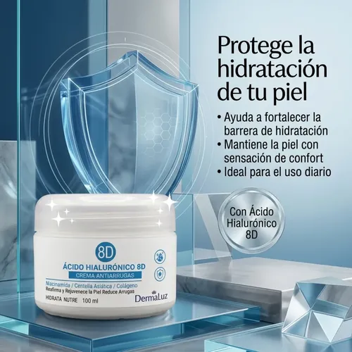 Crema Antiarrugas Acido Hialuronico 8d Dermaluz 100ml
