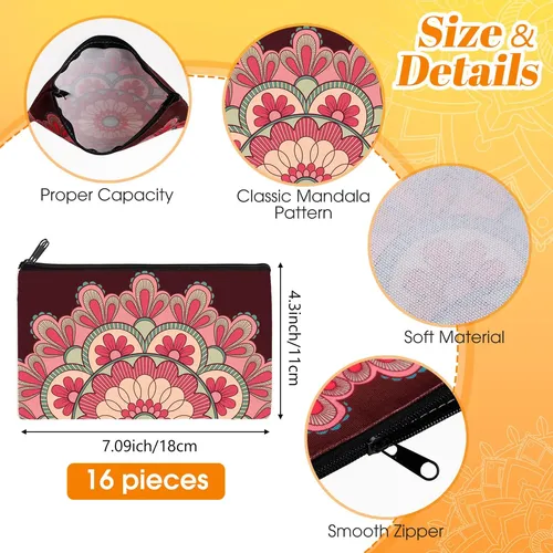 Bolsas De Maquillaje Yahenda Mandala Canvas, 16 Unidades, Pa