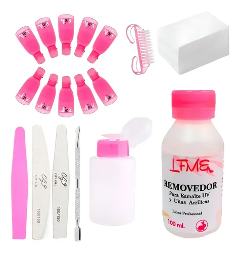 Kit Removedor Uv Esmalte Semipermanentes Broches Wipes Gel