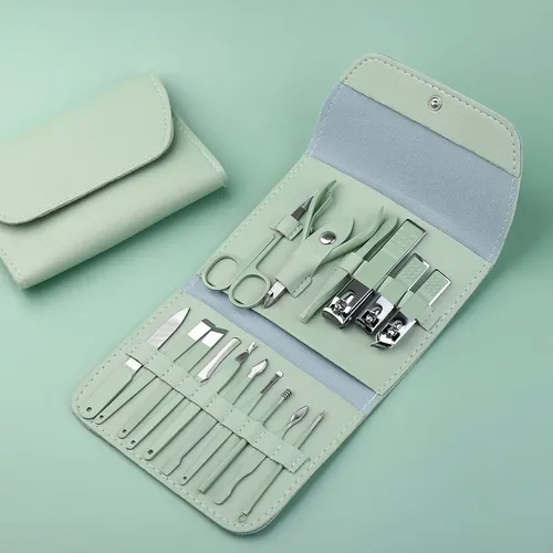 Set Manicura Pedicuria 16piezas Profesional Acero Inoxidable