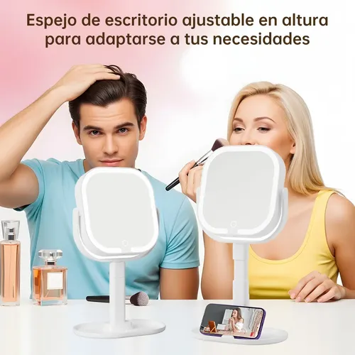 Tgb Q Espejo De Maquillaje Led Cuadrado Toque Usb Con Luz W