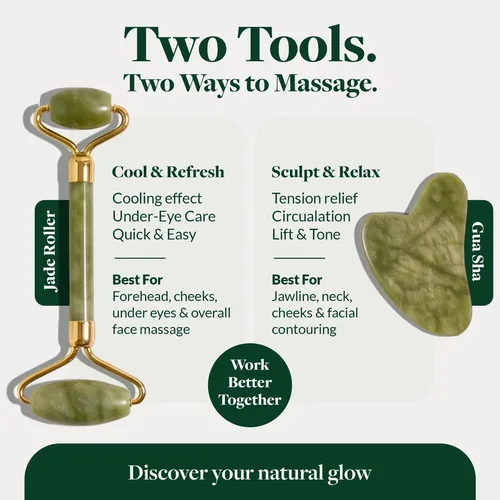 Rodillo Facial Y Gua Sha R.e.m Spring Jade Verde