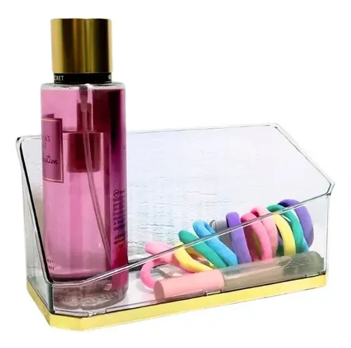 Organizador Cosmeticos Maquillaje Baño Con Dorado