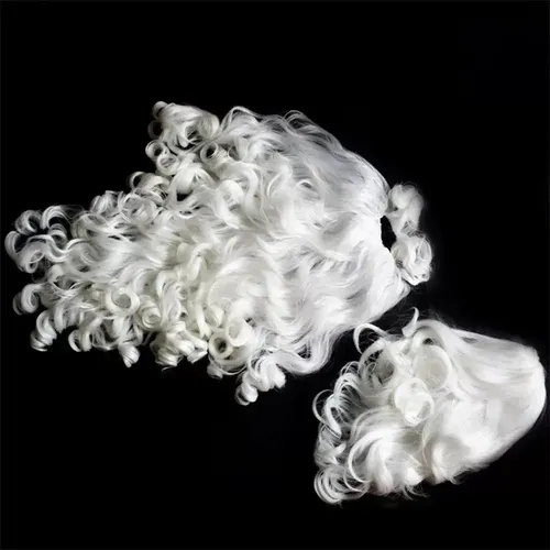 Peluca Blanca De Barba De Papá Noel Cosplay, Pelo Largo **/