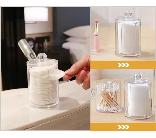Organizador Maquillaje Discos Pads De Algodon Tapa Pettish