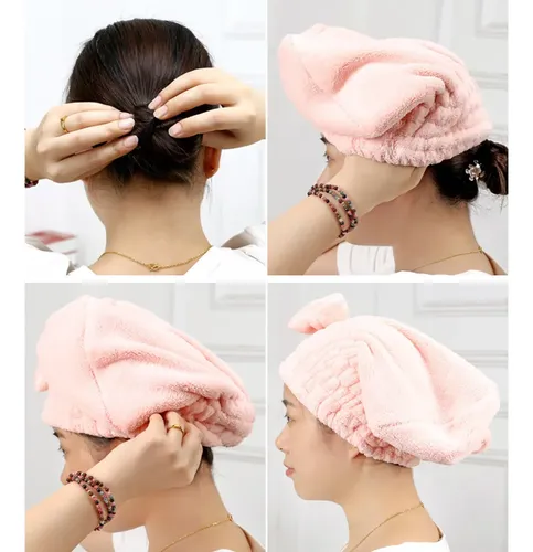 2 Uds. Gorros De Secado Coral Absorben Agua Con Moño