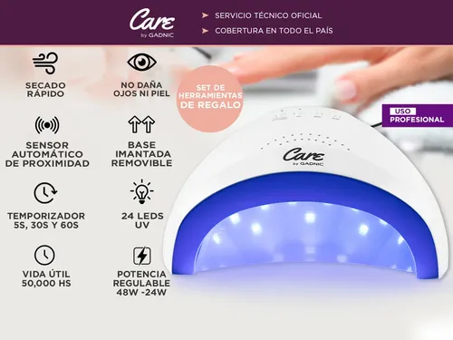 Kit Herramientas Manicura Pedicura Gadnic + Cabina Para Uñas UV 24 LEDs 48W Herramientas Base Imantada