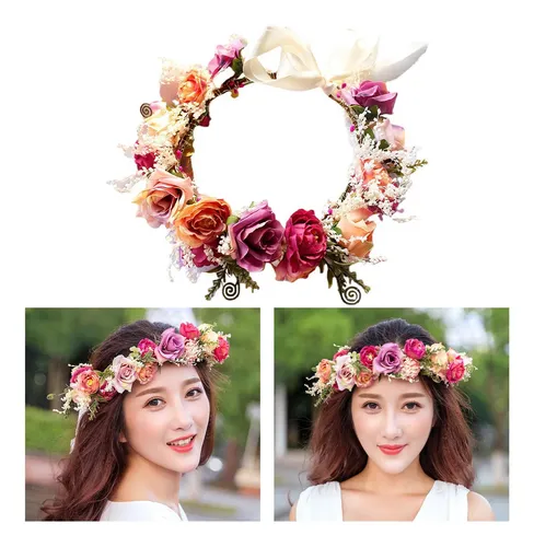 2 Diademas De Flores Para Mujer Con Cinta Para El Pelo