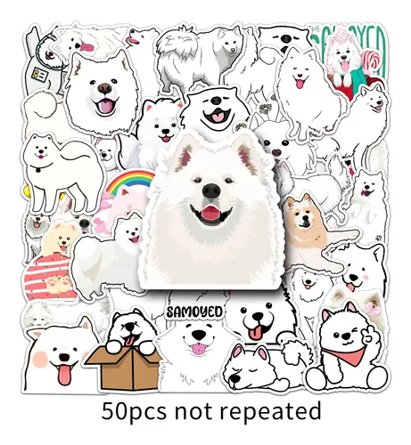 50 Piezas De Dibujos Animados De Samoyedos Con Dibujos Anima