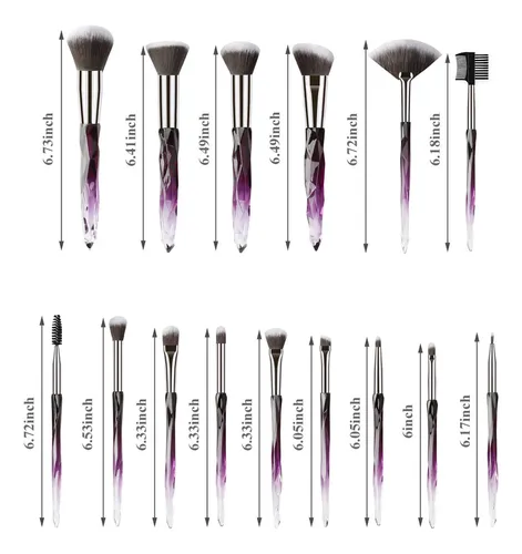 Juego De Brochas De Maquillaje Kingtree Purple Crystal, 15 U