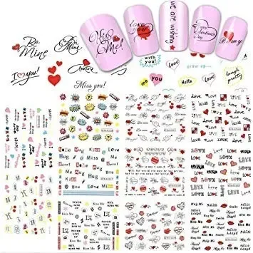 10 Planchas Stickers Al Agua Tatoo Deco Nails Lefemme