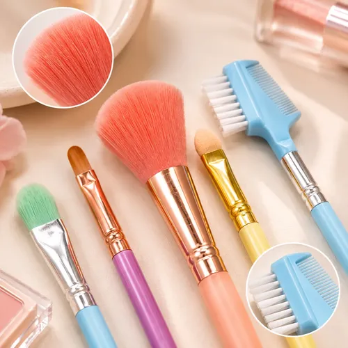 Set X5 Brochas Y Pinceles Para Maquillaje Sintetico Make Up