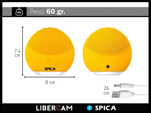 Limpiador Masajeador Facial Electrico Rostro SPICA RMAS-00 Recargable Usb Color Amarillo