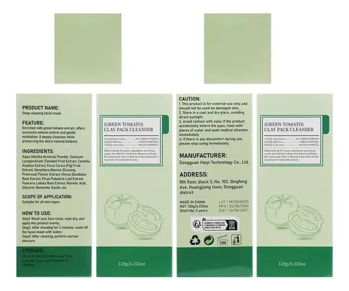 Rr Mascarilla De Tomate Verde, Mascarilla Facial De Arcilla