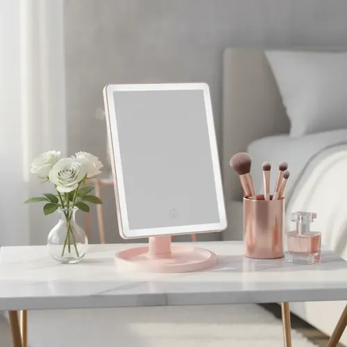Espejo Luz Led Touch Con Base Para Maquillaje Recargable