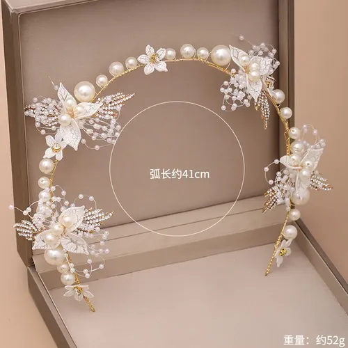Diadema Con Forma De Corona Floral Para Novia, Accesorio Par Golden Hairband