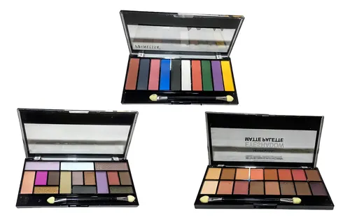 Set De Paletas De Sombras Satinadas Y Mate Combo X 3 Palette