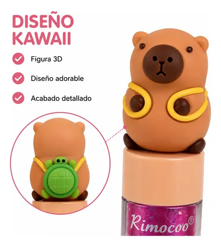Lip Gloss Capibara Kawaii Brillo Labial Glitter X6
